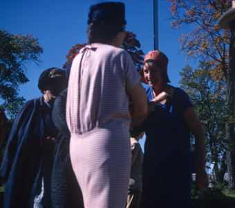 Actresses mingling at the filming location of The Learning Tree.