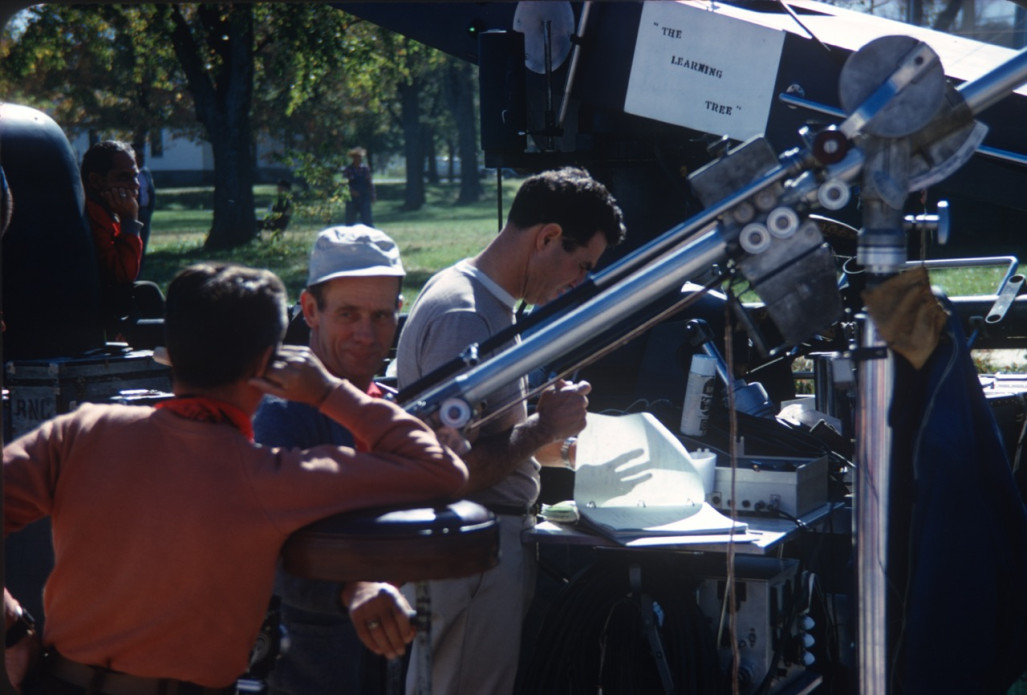 Crew and filming equipment for the production of The Learning Tree.