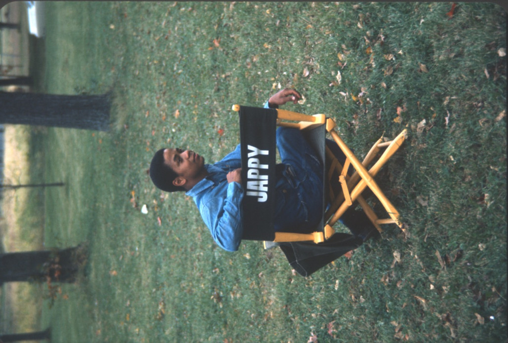 Actor Stephen Perry (Jappy) seated in his actor‚Äôs chair.